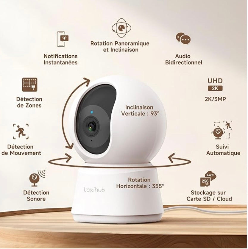 LAXIHUB 2K Indoor WiFi Surveillance Camera